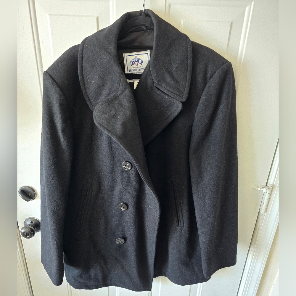 Men's Black Wool Peacoat